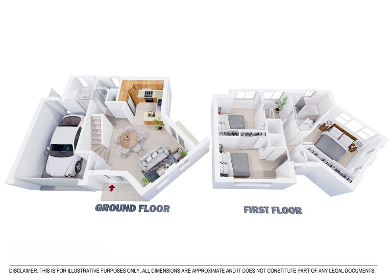 Furnished 3D floor plan, example 4