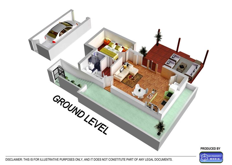 Furnished 3D floor plan, example 5
