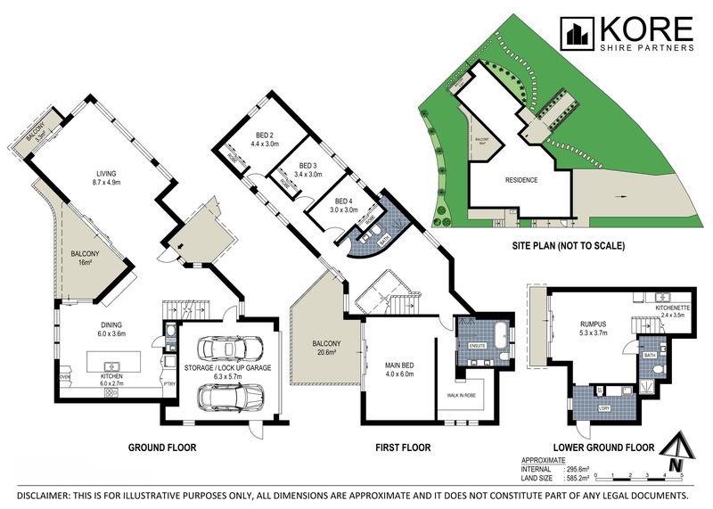 Floor plan with room sizes, example 1