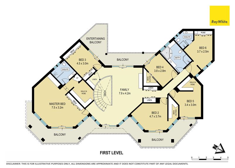 Floor plan with room sizes, example 5