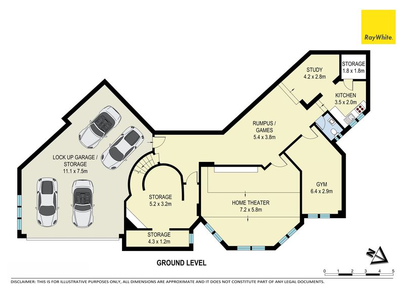 Floor plan with room sizes, example 6