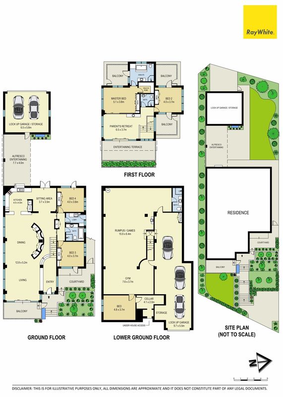 Floor plan with room sizes, example 10