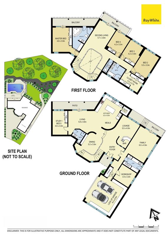 Floor plan with room sizes, example 11