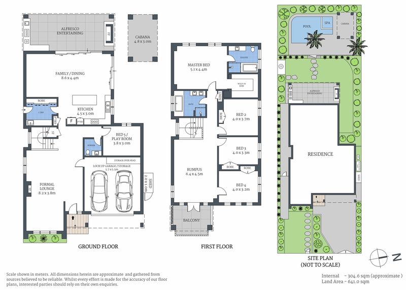 Floor plan with room sizes, example 15