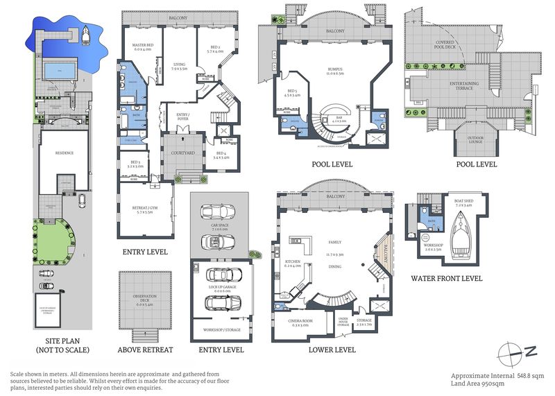 Floor plan with room sizes, example 16