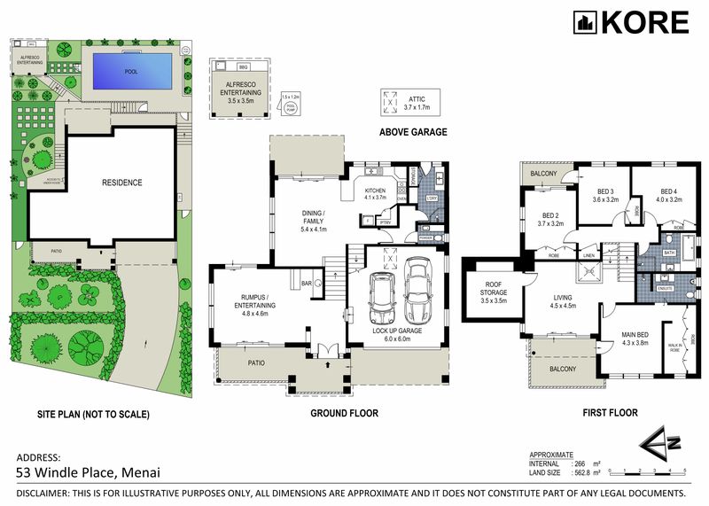 Floor plan with room sizes, example 19