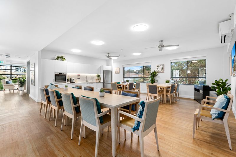 Dining room with long tables