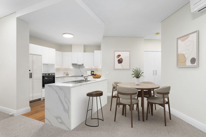 Kitchen and meals area, after virtual styling